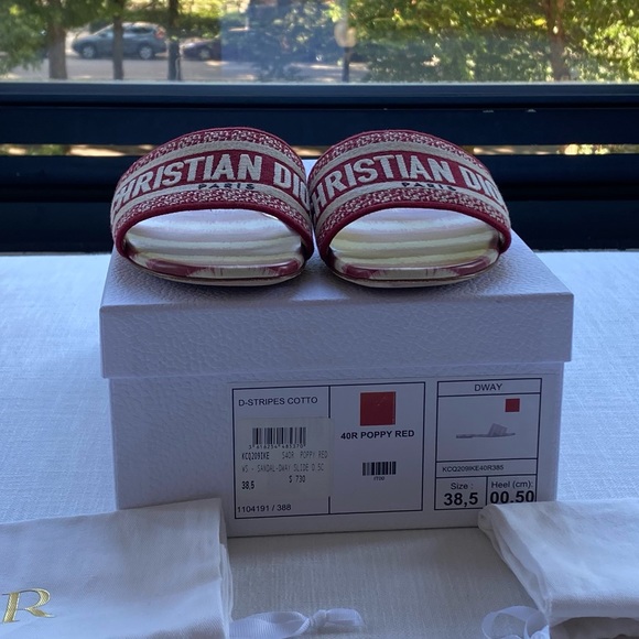 DIOR Dway Slides in Poppy Red - Picture 3 of 5